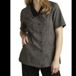 size L Cintas double breasted houndstooth tunic work shirt, work top, blouse